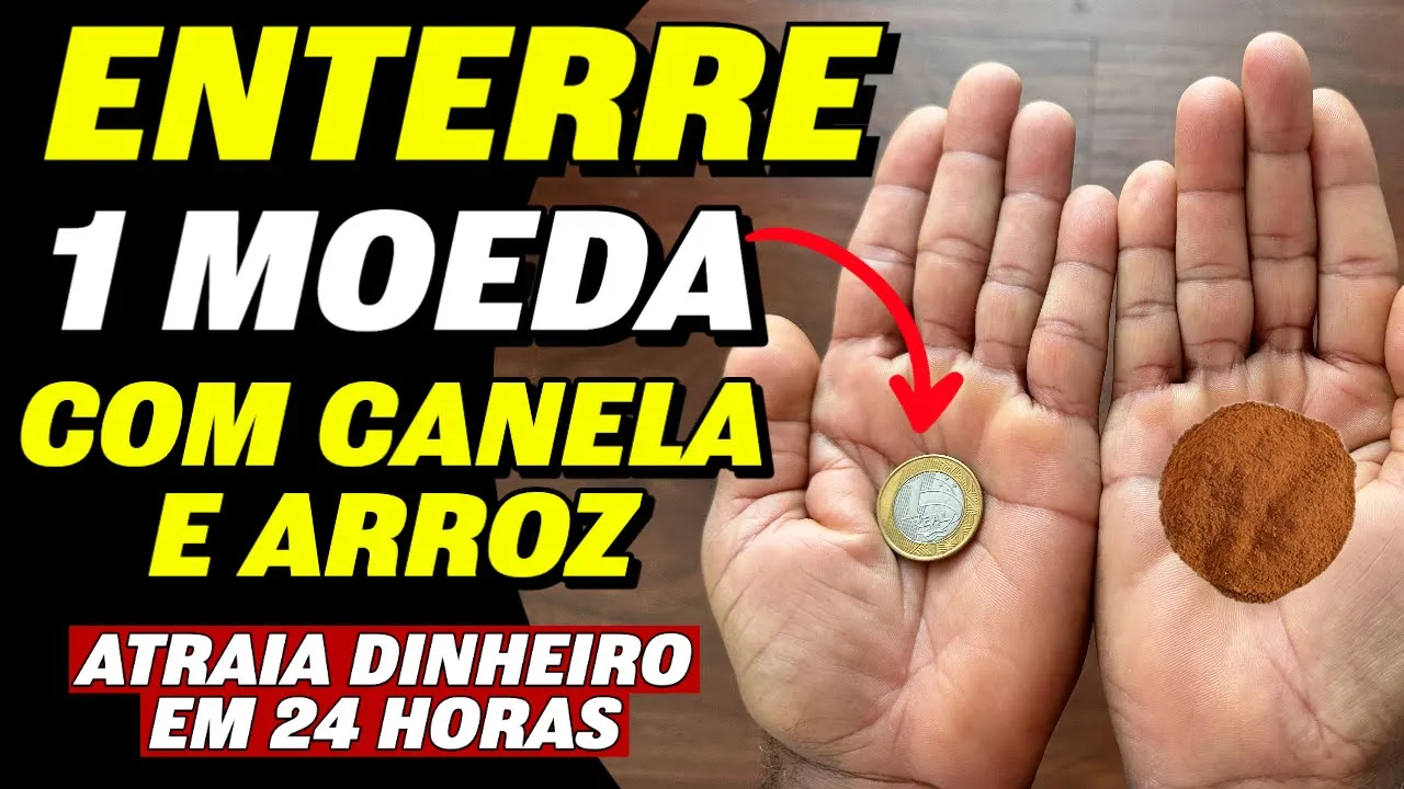ENTERRE 1 MOEDA COM ARROZ E CANELA PARA DINHEIRO EM 24 HORAS
